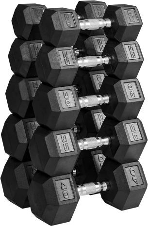 papababe Dumbbells Free Weights Dumbbells Weight Set Rubber Coated cast Iron Hex Black Dumbbell